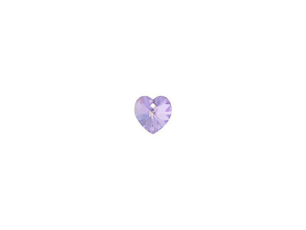 Immerse your designs in sparkling purple color with this PRESTIGE Crystal Components heart pendant. This 10mm translucent lavender pendant is coated in an iridescent finish on one side for shifting pastel colors. Heart-shaped jewelry is a classic choice and this pendant offers a sparkling take on this trend. cut facets converge to a center point on both sides of each pendant. Accent it with pastels for a lovely result.Sold in increments of 6