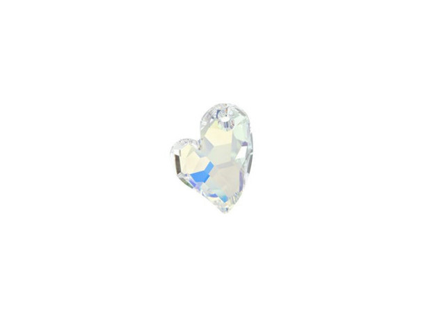 Watch the multitude of colors sparkle in this PRESTIGE Crystal Components heart pendant in Crystal AB. The right set hole allows the pendant to hang off center, showing off the asymmetrical shape that makes this pendant special. This would look great with a rainbow of color schemes, but also works well with simple patterns.