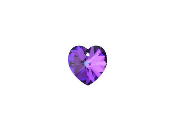 Shifting purple and blue colors dance around this PRESTIGE Crystal Components heart pendant. Heart-shaped jewelry is a timeless choice and this pendant offers a sparkling take on this look. cut facets converge to a center point on each side of the pendant for amazing brilliance. Mix it with blue and purple beads for a colorful result.Sold in increments of 3