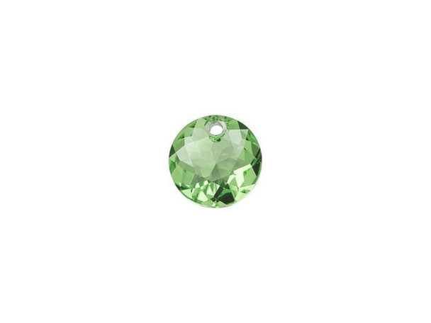 Cheerful sparkle fills this PRESTIGE Crystal Components pendant. This pendant is an adaptation to the chaton shape and features 49 facets in a gemstone-inspired design. It's sure to elevate your style with its fine-jewelry look. The truly versatile design will work in glamorous styles or even more earthy designs. This small pendant features grass green color. Use it in birthstone jewelry for the month of August.Sold in increments of 3