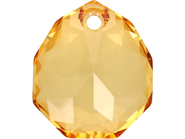 Let your designs shine with this PRESTIGE Crystal Components 6436 Majestic Pendant. This pendant features a wide teardrop-like shape with angular facets. These facets catch the light and make this pendant really sparkle. There is a stringing hole at the top of the pendant, so it is easy to add it to your designs. This pendant features a Golden Topaz color.