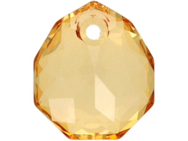 Let your designs shine with this PRESTIGE Crystal Components 6436 Majestic Pendant. This pendant features a wide teardrop-like shape with angular facets. These facets catch the light and make this pendant really sparkle. There is a stringing hole at the top of the pendant, so it is easy to add it to your designs. This pendant features a Golden Topaz color.