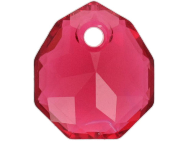 Let your designs shine with this PRESTIGE Crystal Components 6436 Majestic Pendant. This pendant features a wide teardrop-like shape with angular facets. These facets catch the light and make this pendant really sparkle. There is a stringing hole at the top of the pendant, so it is easy to add it to your designs. This pendant features a Scarlet color.
