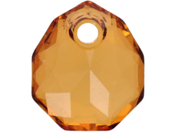 Let your designs shine with this PRESTIGE Crystal Components 6436 Majestic Pendant. This pendant features a wide teardrop-like shape with angular facets. These facets catch the light and make this pendant really sparkle. There is a stringing hole at the top of the pendant, so it is easy to add it to your designs. This pendant features a Light Amber color.