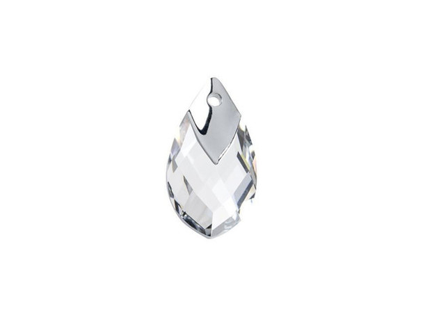 Easily create an elegant and sparkling look with this PRESTIGE Crystal Components pendant. This elegant pear-shaped pendant features a brilliant multilayered cut and a pressed cavity on top with a coating that looks like a metal frame. The metallic coating will make a wonderful complement to rhodium-colored clasps, pinch bails, loops, and more. With this pendant, you don't have to glue a metal cap and you'll save time designing. It offers a quick and easy application with a sophisticated and refined look.
