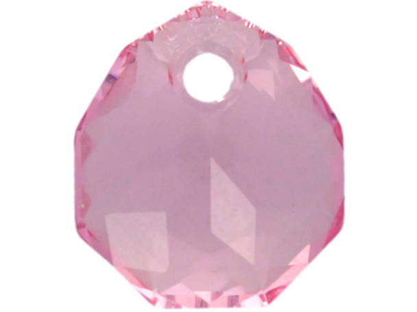 Let your designs shine with this PRESTIGE Crystal Components 6436 Majestic Pendant. This pendant features a wide teardrop-like shape with angular facets. These facets catch the light and make this pendant really sparkle. There is a stringing hole at the top of the pendant, so it is easy to add it to your designs. This pendant features a Light Rose color.