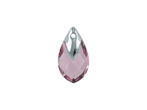 It's easy to bring regal style to designs with this PRESTIGE Crystal Components pendant. This elegant pear-shaped pendant features a brilliant multilayered cut and a pressed cavity on top with a coating that looks like a metal frame. The metallic coating will make a wonderful complement to rhodium-colored clasps, pinch bails, loops, and more. With this pendant, you don't have to glue a metal cap and you'll save time designing. It offers a quick and easy application with a sophisticated and refined look.