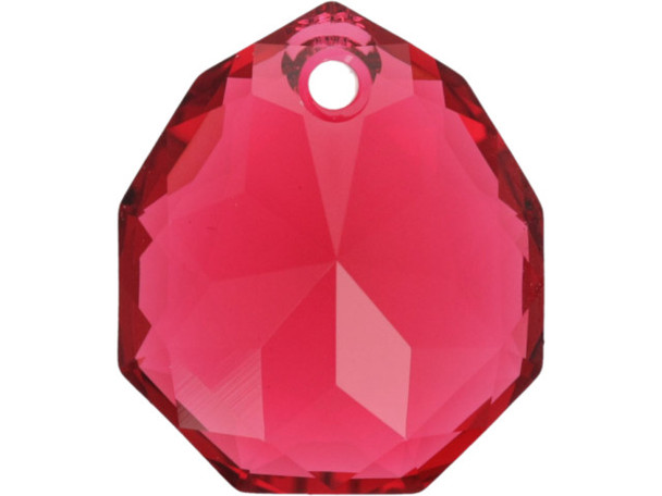 Let your designs shine with this PRESTIGE Crystal Components 6436 Majestic Pendant. This pendant features a wide teardrop-like shape with angular facets. These facets catch the light and make this pendant really sparkle. There is a stringing hole at the top of the pendant, so it is easy to add it to your designs. This pendant features a Scarlet color.