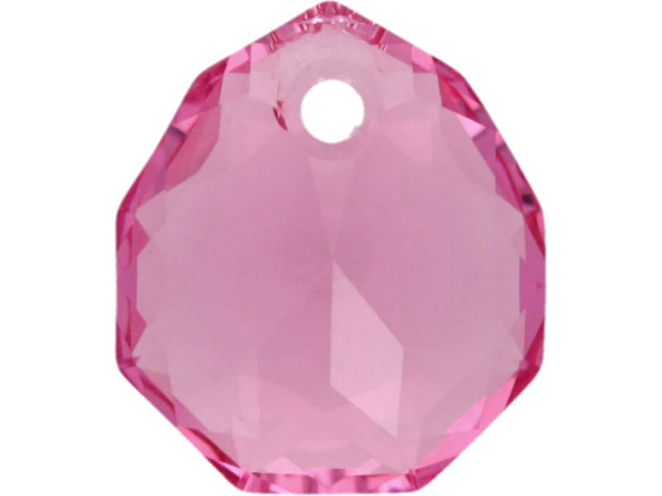 Let your designs shine with this PRESTIGE Crystal Components 6436 Majestic Pendant. This pendant features a wide teardrop-like shape with angular facets. These facets catch the light and make this pendant really sparkle. There is a stringing hole at the top of the pendant, so it is easy to add it to your designs. This pendant features a Rose color.