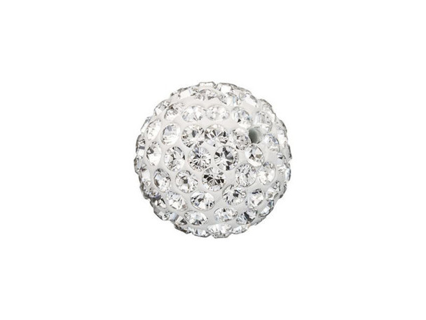 Cover your designs with sparkle using the PRESTIGE Crystal Components 86001 10mm pave ball bead in Crystal. For all over sparkle, you can't go wrong with PRESTIGE Crystal Components's pave ball. This bead is made from epoxy clay and Chatons cover the surface, for spherical shimmer you can add to any look. The combination of matte style and stunning shine is daring and confident. The berry shape will create a playful expression in designs. This bead features a dazzling clear color.