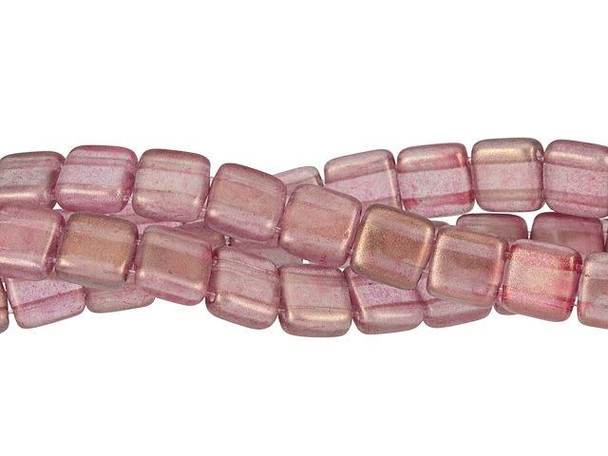 CzechMates Glass 6mm Halo Cherub Two-Hole Tile Bead Strand