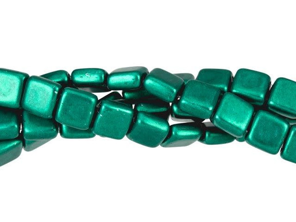 CzechMates Glass 6mm ColorTrends Saturated Metallic Arcadia Two-Hole Tile Bead Strand