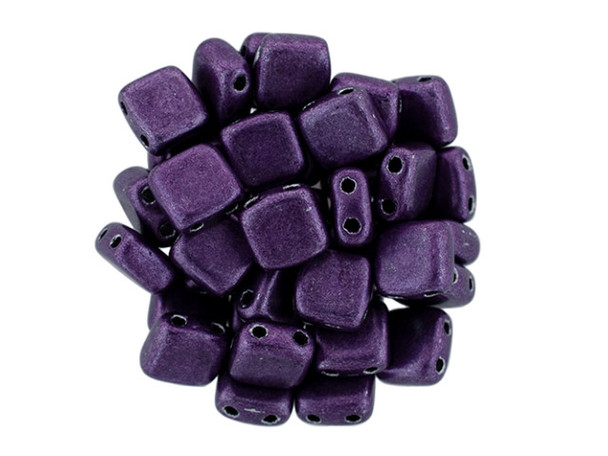 CzechMates Glass 6mm ColorTrends Saturated Metallic Tawny Port Two-Hole Tile Bead Strand