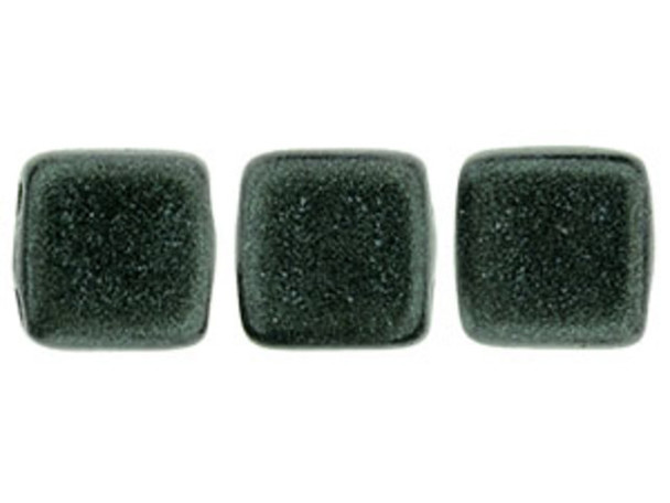 CzechMates Glass 6mm Metallic Suede Dark Forest Two-Hole Tile Bead Strand