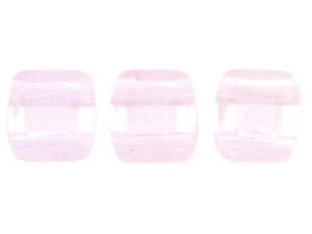 CzechMates Glass 6mm Rosaline Two-Hole Tile Bead Strand