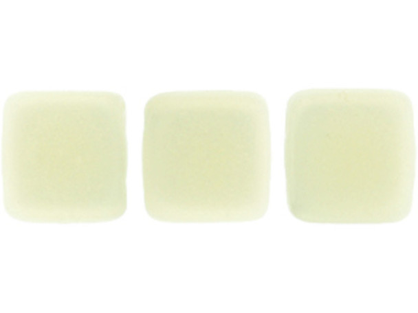 CzechMates Glass 6mm Sueded Gold Ivory Two-Hole Tile Bead Strand