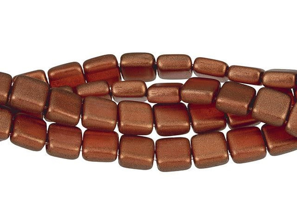 CzechMates Glass 6mm Halo Sangreal Two-Hole Tile Bead Strand