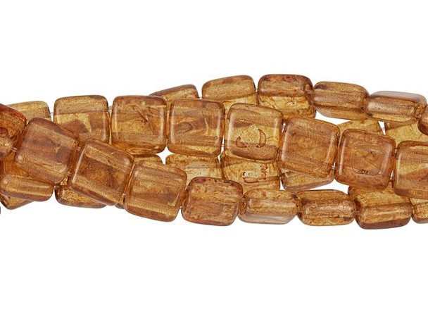 CzechMates Glass 6mm ColorTrends Transparent Potter's Clay Two-Hole Tile Bead Strand
