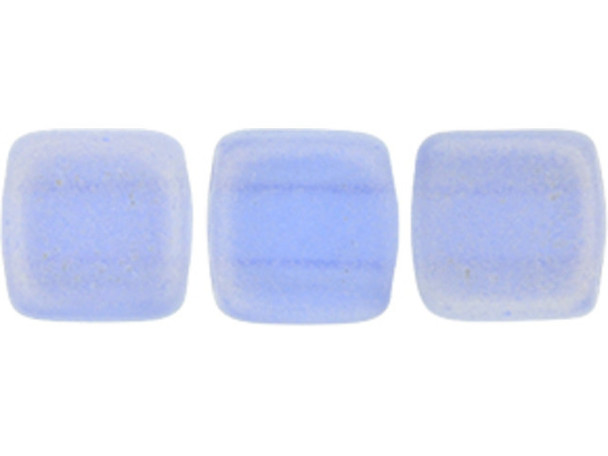 CzechMates Glass 6mm Sueded Gold Sapphire Two-Hole Tile Bead Strand