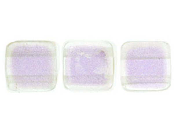 CzechMates Glass 6mm Chromatic Orchid Aqua (Irregular Finish) Two-Hole Tile Bead Strand
