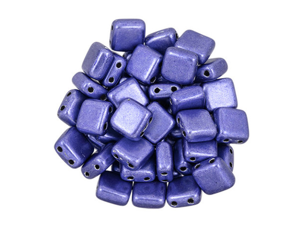 CzechMates Glass 6mm ColorTrends Saturated Metallic Ultra Violet 2-Hole Tile Bead (50pc Strand)