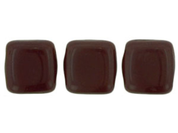 CzechMates Glass 6mm Opaque Red Two-Hole Tile Bead Strand