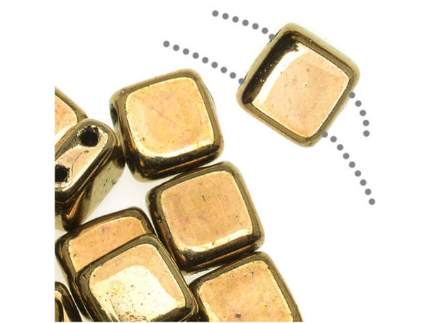 CzechMates Glass 2-Hole Square Tile Beads 6mm - Bronze