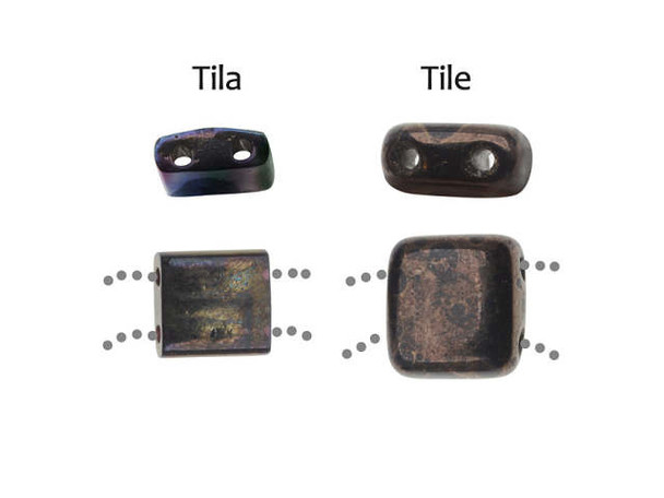 CzechMates Glass 2-Hole Square Tile Beads 6mm - Bronze