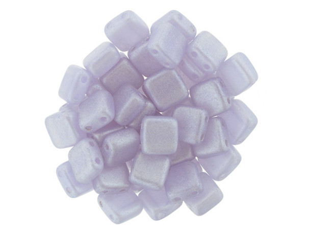 CzechMates Glass 6mm Metal Luster Milky Alexandrite Two-Hole Tile Bead Strand