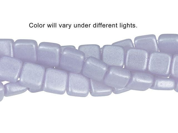 CzechMates Glass 6mm Metal Luster Milky Alexandrite Two-Hole Tile Bead Strand