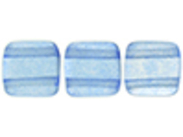 CzechMates Glass 6mm ColorTrends Transparent Airy Blue Two-Hole Tile Bead Strand