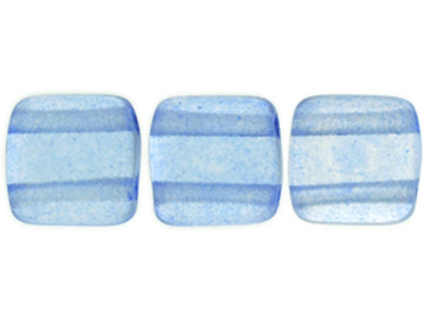 CzechMates Glass 6mm ColorTrends Transparent Airy Blue Two-Hole Tile Bead Strand