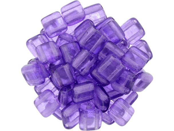 CzechMates Glass 6mm ColorTrends Transparent Bodacious Two-Hole Tile Bead Strand