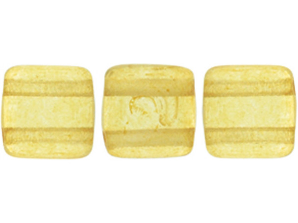 CzechMates Glass 6mm ColorTrends Transparent Spicy Mustard Two-Hole Tile Bead Strand