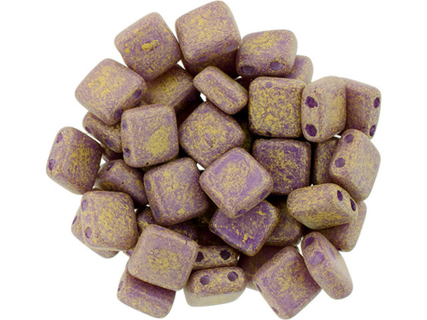 CzechMates Glass 6mm Pacifica Fig Two-Hole Tile Bead Strand