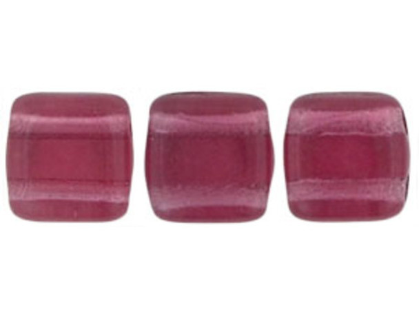 CzechMates Glass 6mm Fuchsia Two-Hole Tile Bead Strand