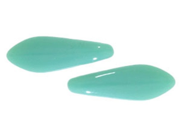 CzechMates Glass 2-Hole Dagger Spear Beads 16x5mm - Turquoise