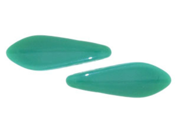 CzechMates Glass 16 x 5mm Gulf Turquoise Two-Hole Dagger Bead (50pc Strand)