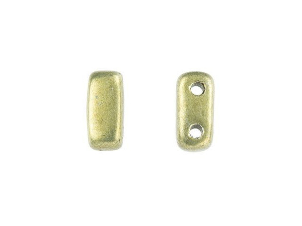 CzechMates Glass 3 x 6mm ColorTrends Saturated Metallic Golden Lime 2-Hole Brick Bead Strand