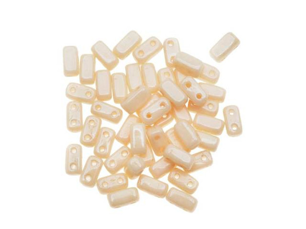 CzechMates Glass 2-Hole Rectangle Brick Beads 6x3mm - Opaque Champagne Luster