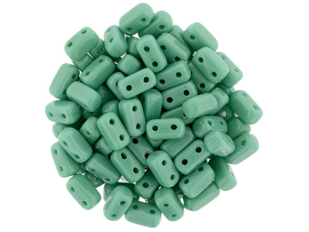 CzechMates Glass 2-Hole Rectangle Brick Beads 6x3mm - Gulf Turquoise