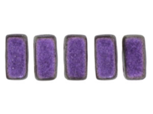 CzechMates Glass, 2-Hole Rectangle Brick Beads 6x3mm, Black Currant Polychrome