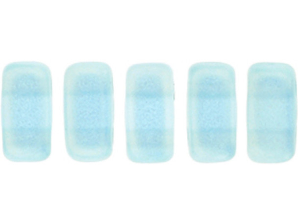 CzechMates Glass 3 x 6mm Sueded Gold Aquamarine 2-Hole Brick Bead Strand