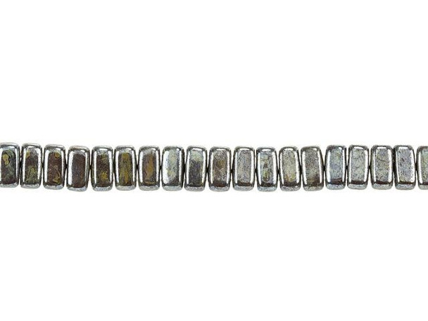 CzechMates Glass 3 x 6mm Luster Chocolate Brown Picasso 2-Hole Brick Bead Strand