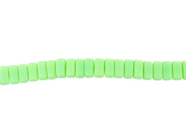 CzechMates Glass 3 x 6mm Matte Honeydew 2-Hole Brick Bead Strand