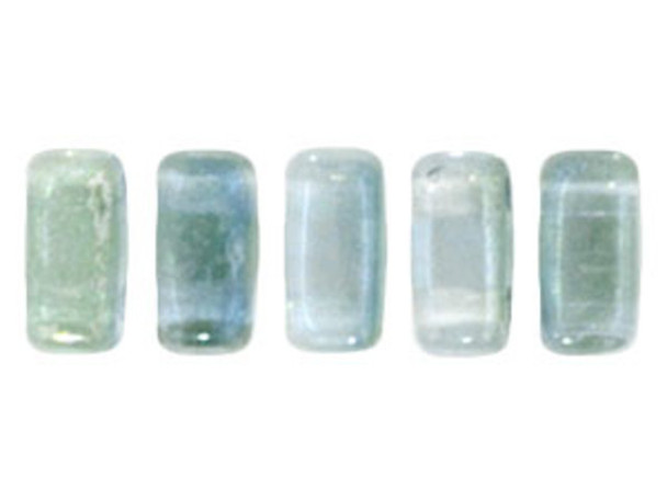CzechMates Glass 2-Hole Rectangle Brick Beads 6x3mm - Dual Lustered Blue / Green