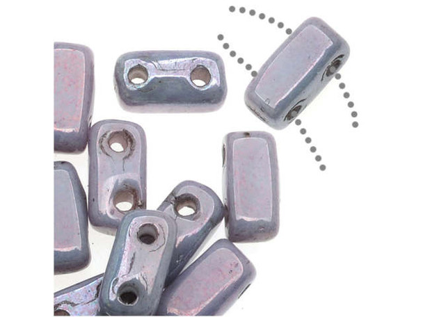 CzechMates Glass 2-Hole Rectangle Brick Beads 6x3mm - Opaque Amethyst Luster