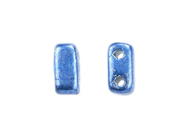 CzechMates Glass 3 x 6mm ColorTrends Saturated Metallic Navy Peony 2-Hole Brick Bead Strand