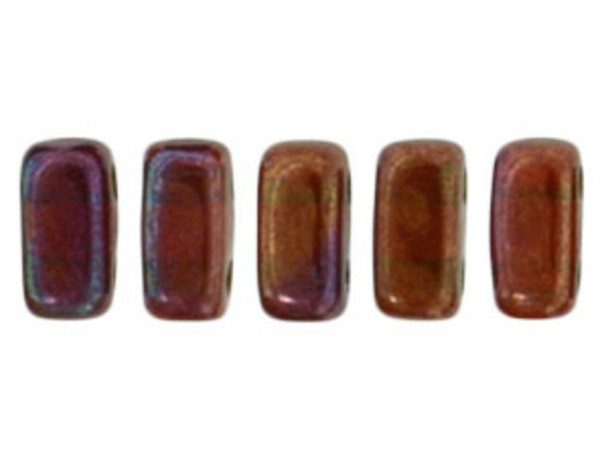 CzechMates Glass 3 x 6mm Siam Ruby Bronze Vega 2-Hole Brick Bead Strand