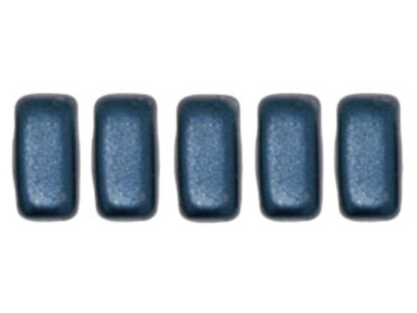 CzechMates Glass 3 x 6mm Pearl Coat Steel Blue 2-Hole Brick Bead Strand